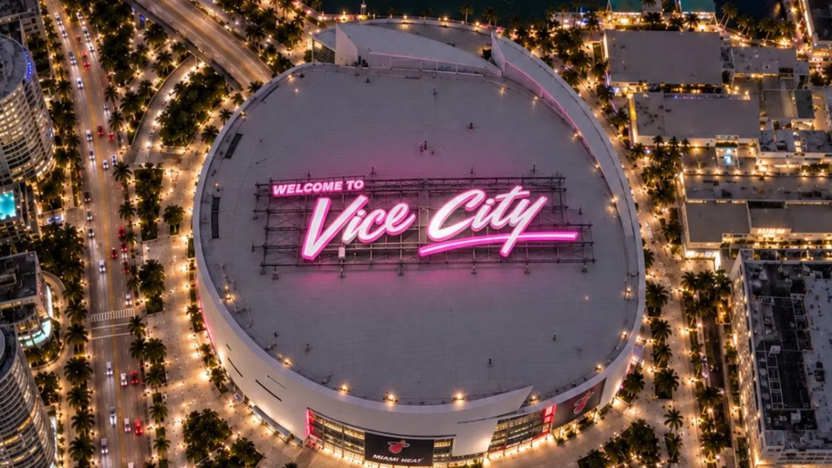 Imagem ilustrativa sobre Miami Heat se transforma em Vice City Heat, primeira troca de nome da NBA para divulgar GTA VI