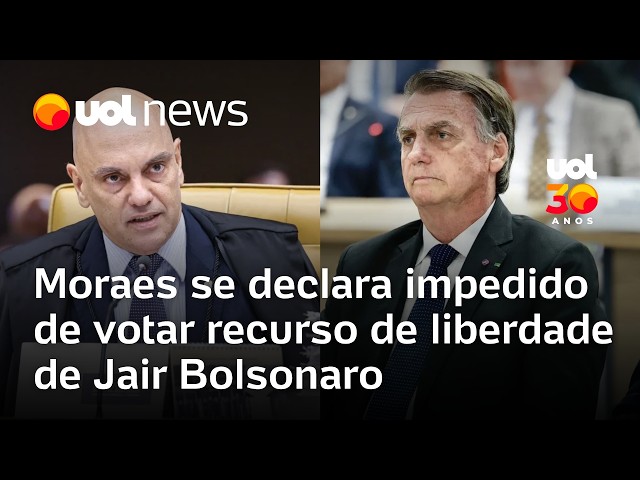 Imagem ilustrativa sobre Moraes se declara impedido de votar HC que pede liberdade de Bolsonaro